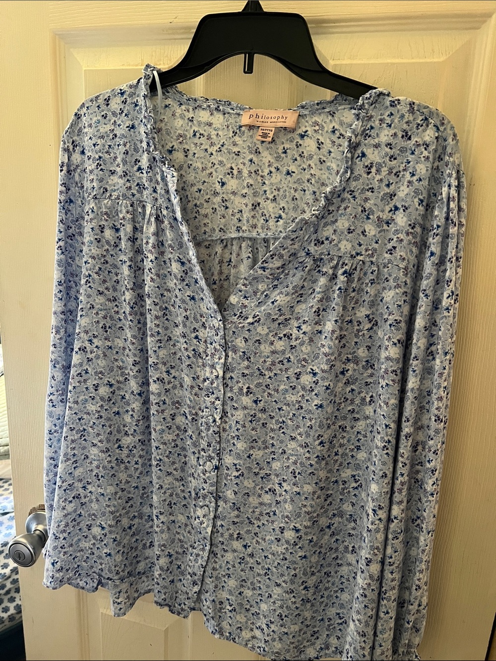 Philosophy Blue Floral Button-Front Blouse